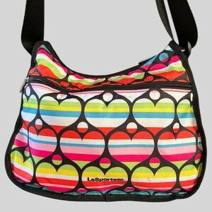 LeSportsac Deluxe Everyday Bag Rainbow Heart Rare Print Crossbody